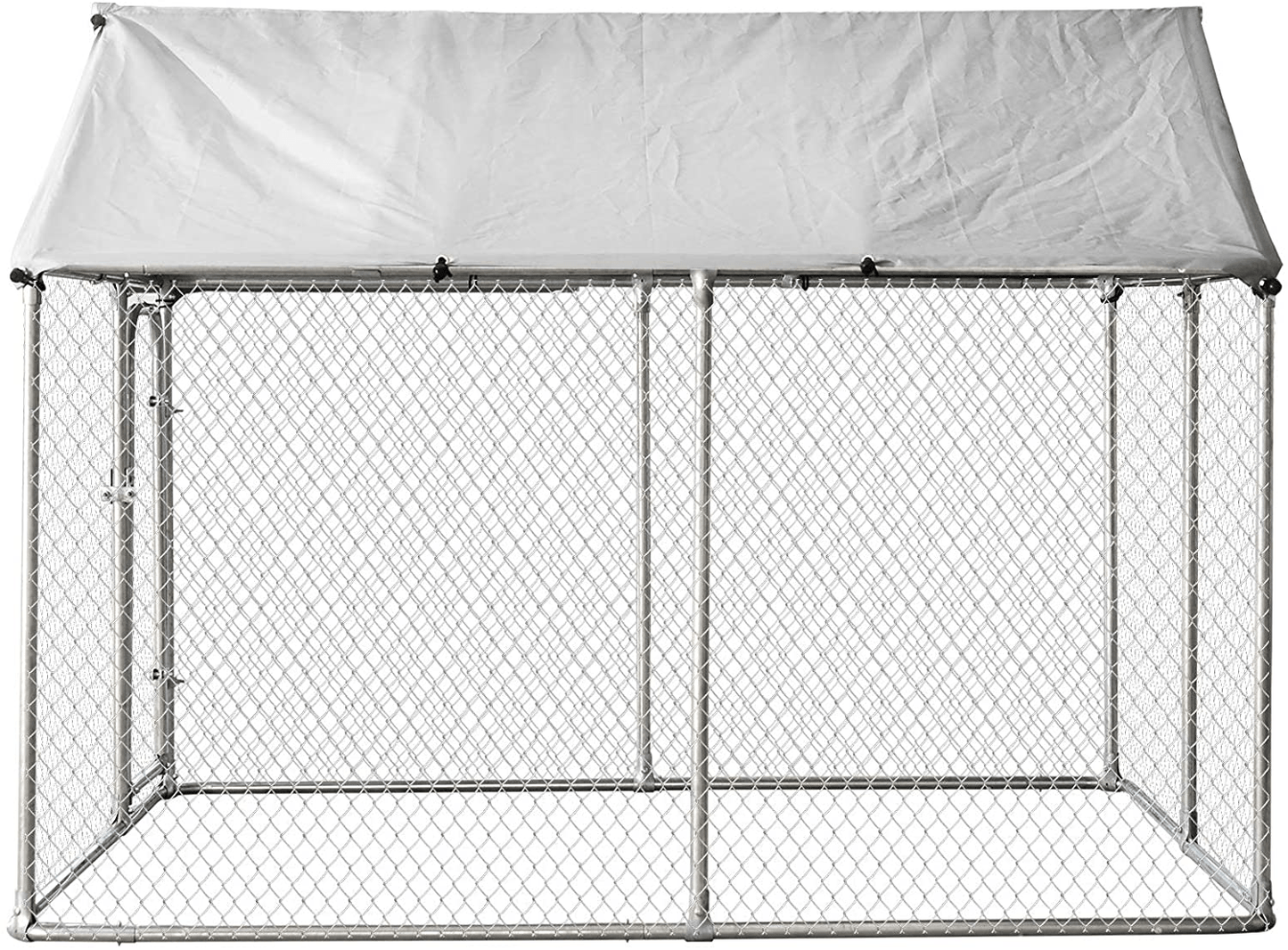 7.5'X7.5'X5.6' Large Outdoor Dog Kennel, Dog Cratefor Back or Front Yard Galvanized Steel Fence with Oxford Cloth Roof and Lock