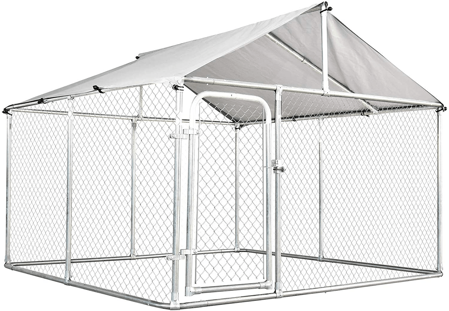 7.5'X7.5'X5.6' Large Outdoor Dog Kennel, Dog Cratefor Back or Front Yard Galvanized Steel Fence with Oxford Cloth Roof and Lock Animals & Pet Supplies > Pet Supplies > Dog Supplies > Dog Kennels & Runs Fest-night   