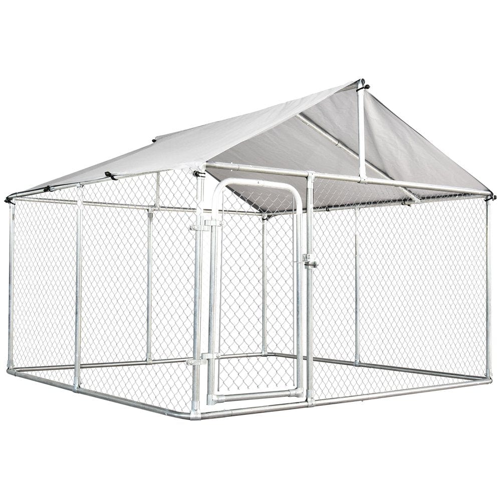 7.5'X7.5'X5.6' Large Outdoor Dog Kennel Galvanized Steel Fence with Oxford Cloth Roof and Lock Animals & Pet Supplies > Pet Supplies > Dog Supplies > Dog Kennels & Runs MABOTO   