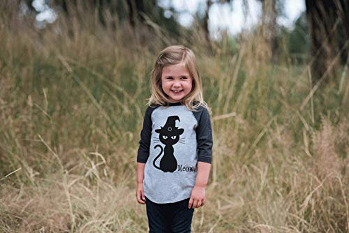 7 Ate 9 Apparel Kid'S Black Cat Halloween Shirt Grey Animals & Pet Supplies > Pet Supplies > Cat Supplies > Cat Apparel 7 ate 9 Apparel   