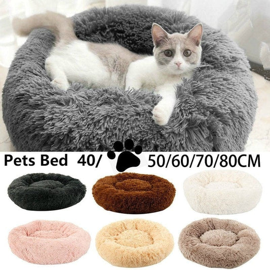 7 Colors round Plush Cat Bed Dog House Puppy Cushion Pet Sleep Winter Warm Blanket Fluffy Soft Pet Bed Animals & Pet Supplies > Pet Supplies > Cat Supplies > Cat Beds Willstar 50 cm apricot 