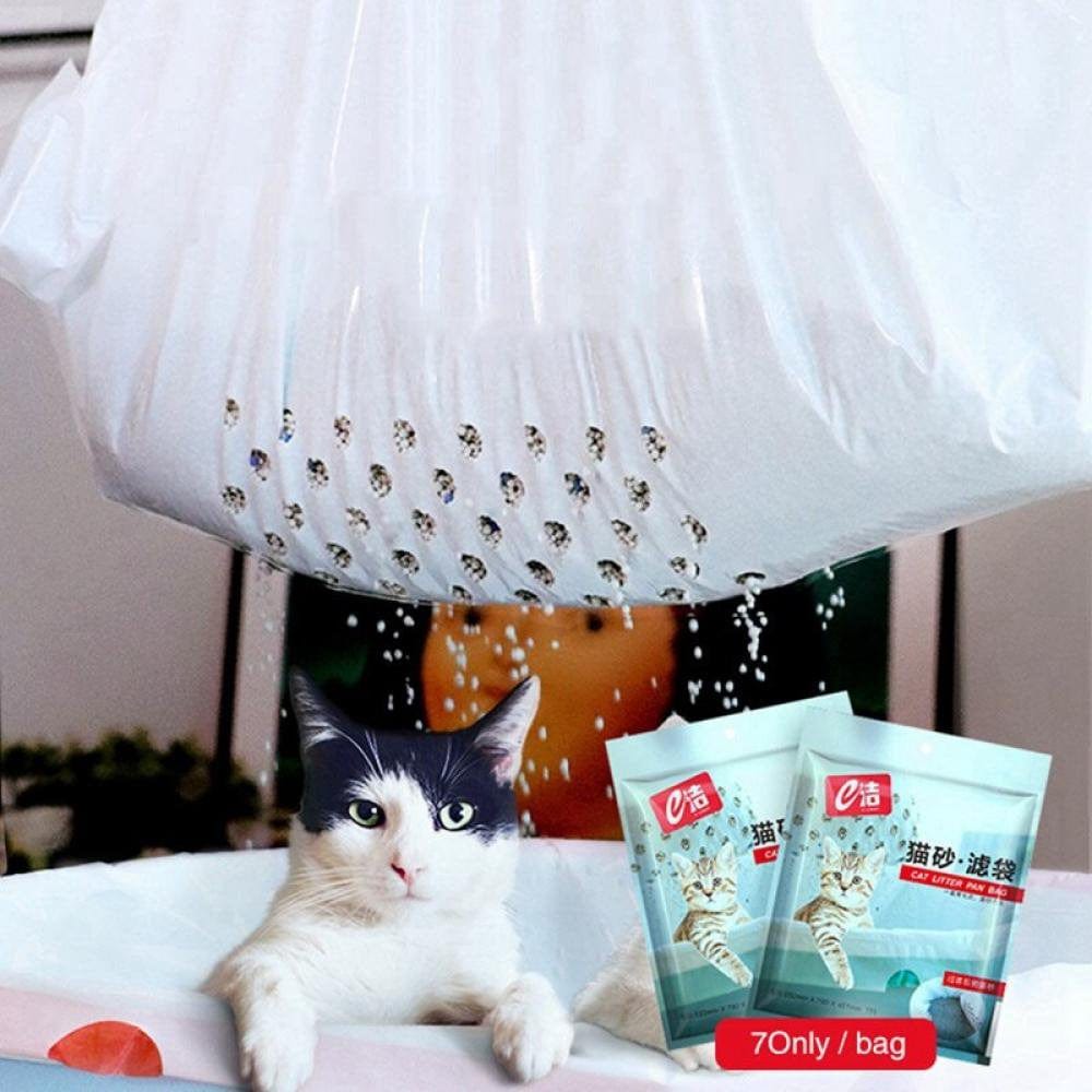 7/PCS Pet Cat Litter Bag Cats Litter Box Mat Duty Drawstring Cat Litter Pan Bags Kitten Cleaning Supplies for Storage Cat Sand