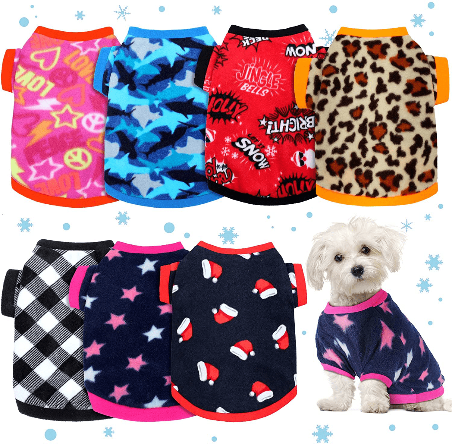 7 Pieces Dog Fleece Sweaters Dog Warm Sweater Dog Sweatshirt Winter Dog Outfits Soft Fleece Puppy Sweater Dog Outfits for Chihuahua Yorkshire Poodle Pets Pup Dog Cat Animals & Pet Supplies > Pet Supplies > Dog Supplies > Dog Apparel Xuniea Classic Pattern Small 