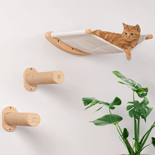 7 Ruby Road Cat Hammock Wall Mounted Cat Shelf with Two Steps - Cat Wall Shelves and Perches for Sleeping, Playing, Climbing, and Lounging - Modern Cat Bed & Furniture for Large Cats or Kitty Animals & Pet Supplies > Pet Supplies > Cat Supplies > Cat Furniture 7 Ruby Road   