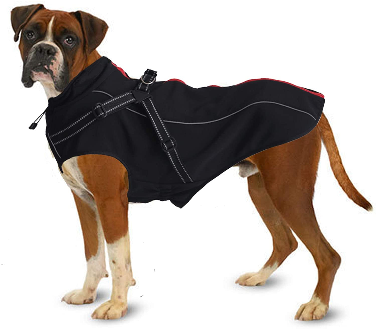 Lifeunion Dog Jacket with Harness, Reflective Strips, Waterproof Dog Vest for Medium Large Dogs, Warm Dog Sport Winter Coat with High Neckline Collar (XL, Red) Animals & Pet Supplies > Pet Supplies > Dog Supplies > Dog Apparel Lessbad Black XL 