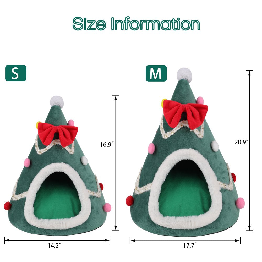 Lucky Monet Pet Cat Cave Bed Kitty Tent House Nest for Small Dog Christmas Tree Shape, Green Animals & Pet Supplies > Pet Supplies > Cat Supplies > Cat Beds Lucky Monet   