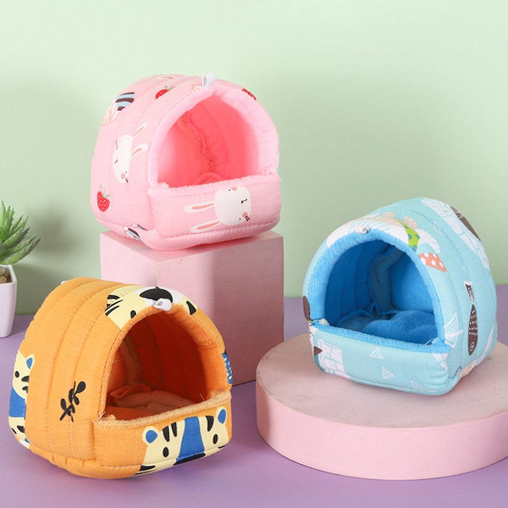 Bueatyh New Hamster Bed Lovely Print Plush Lining Cage Accessories Squirrel Hammock Small Animal Hanging Nest for Rodent Animals & Pet Supplies > Pet Supplies > Small Animal Supplies > Small Animal Bedding BueatyH S Pink 