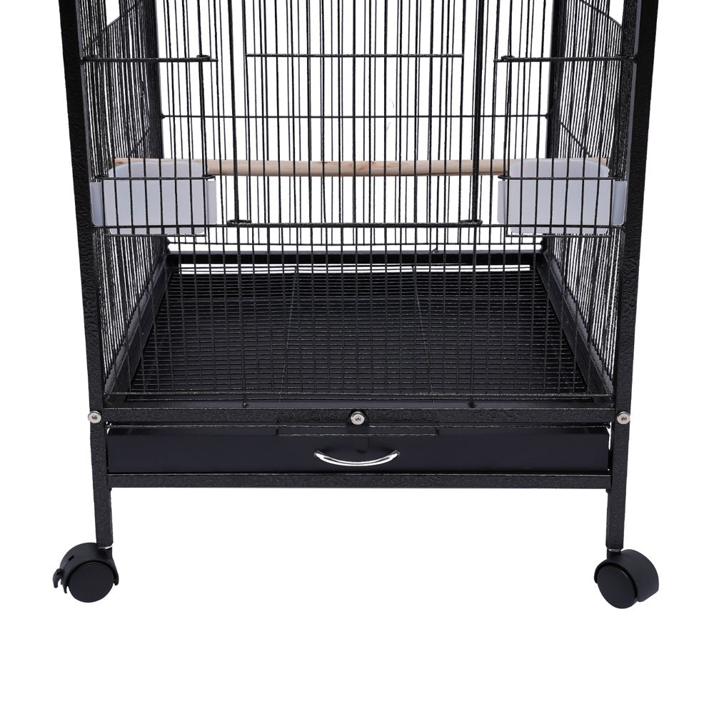 Miumaeov Parakeet Bird Cage with Stand Metal Pet Bird Flight Cages Large Finch Bird Cage for Conure Canary Parakeet Macaw Finch Cockatoo Budgie Cockatiels Parrot Pet House, Black Animals & Pet Supplies > Pet Supplies > Bird Supplies > Bird Cages & Stands Miumaeov   