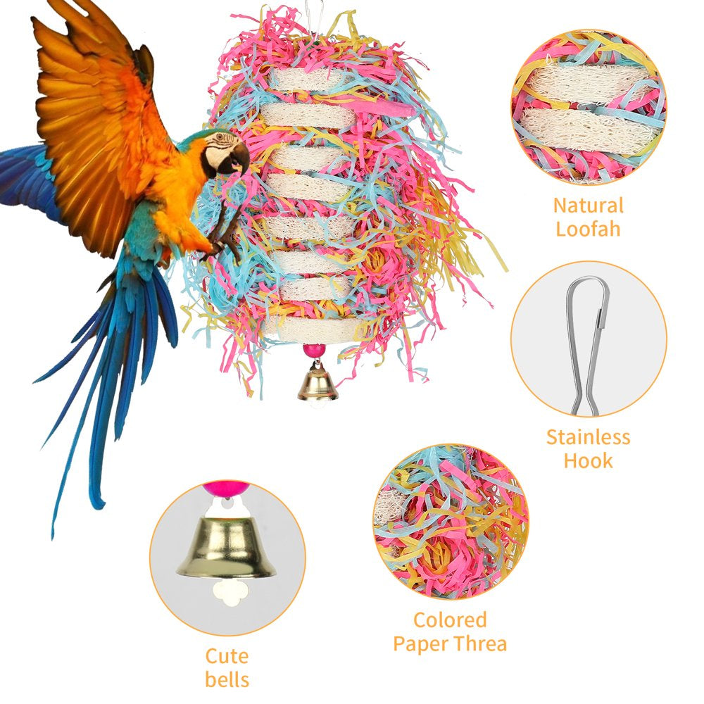 Number-One 5 Pack Bird Chewing Toys, Parrot Shredder Toy Hanging Foraging Toys with Bell, Bird Parrot Chewing Hanging Cage Shredder Toys Bird Loofah Toys for Cockatiel Conure Parrot and Lovely Birds Animals & Pet Supplies > Pet Supplies > Bird Supplies > Bird Toys Number-one   