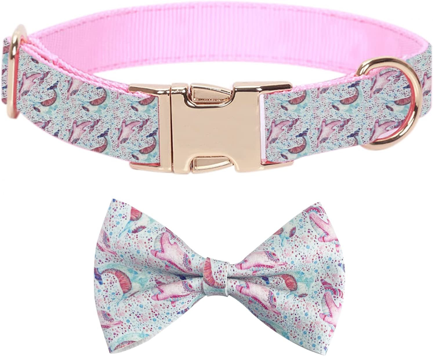 Wondrella Dolphin Totem Printed Leather Dog Collar, Girl or Boy Dog Bow Tie, Bowtie Dog Collar Pet Collar for Large Dogs Animals & Pet Supplies > Pet Supplies > Dog Supplies > Dog Apparel Wondrella   