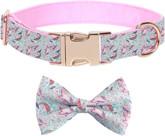 Wondrella Dolphin Totem Printed Leather Dog Collar, Girl or Boy Dog Bow Tie, Bowtie Dog Collar Pet Collar for Large Dogs Animals & Pet Supplies > Pet Supplies > Dog Supplies > Dog Apparel Wondrella   