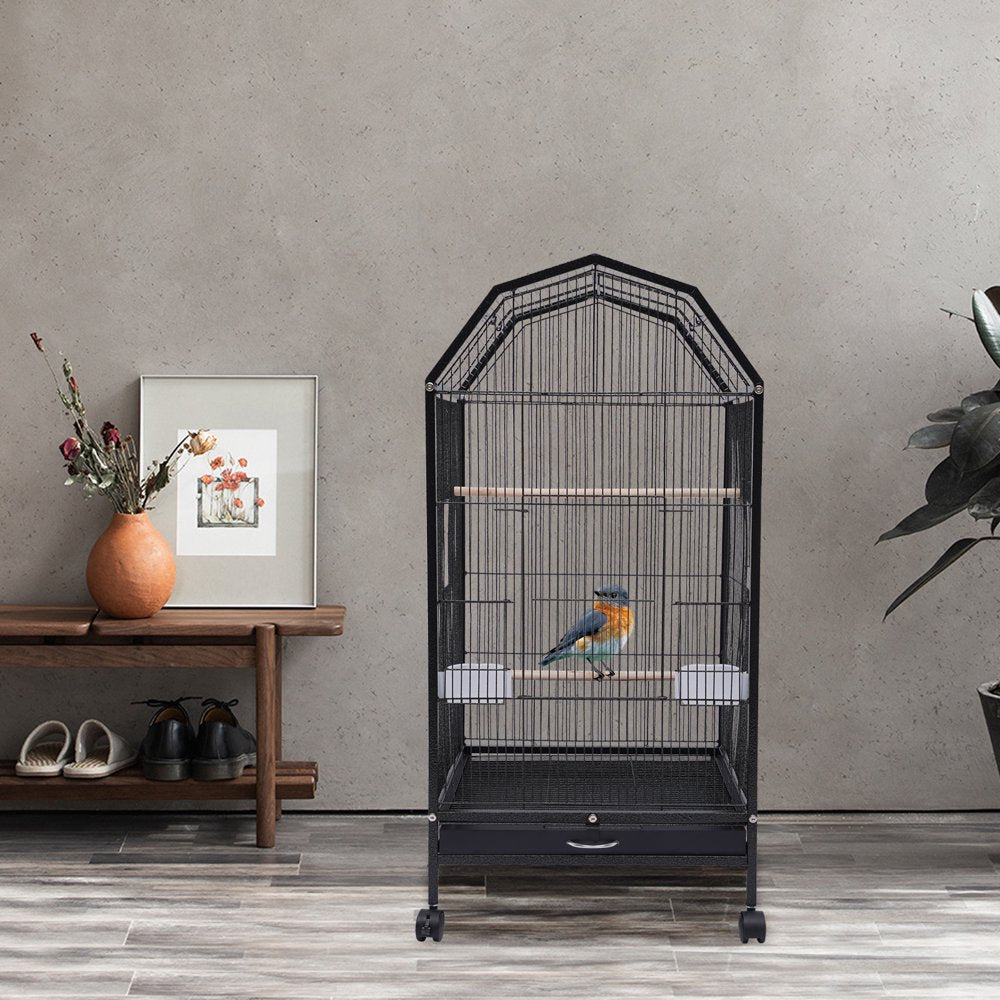 Miumaeov Parakeet Bird Cage with Stand Metal Pet Bird Flight Cages Large Finch Bird Cage for Conure Canary Parakeet Macaw Finch Cockatoo Budgie Cockatiels Parrot Pet House, Black Animals & Pet Supplies > Pet Supplies > Bird Supplies > Bird Cages & Stands Miumaeov   