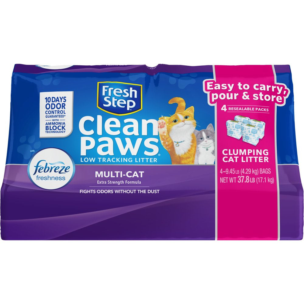 Fresh Step Clean Paws Multi-Cat Scented Litter with the Power of Febreze, Clumping Cat Litter, 37.8 Pounds Animals & Pet Supplies > Pet Supplies > Cat Supplies > Cat Litter FRESH STEP   