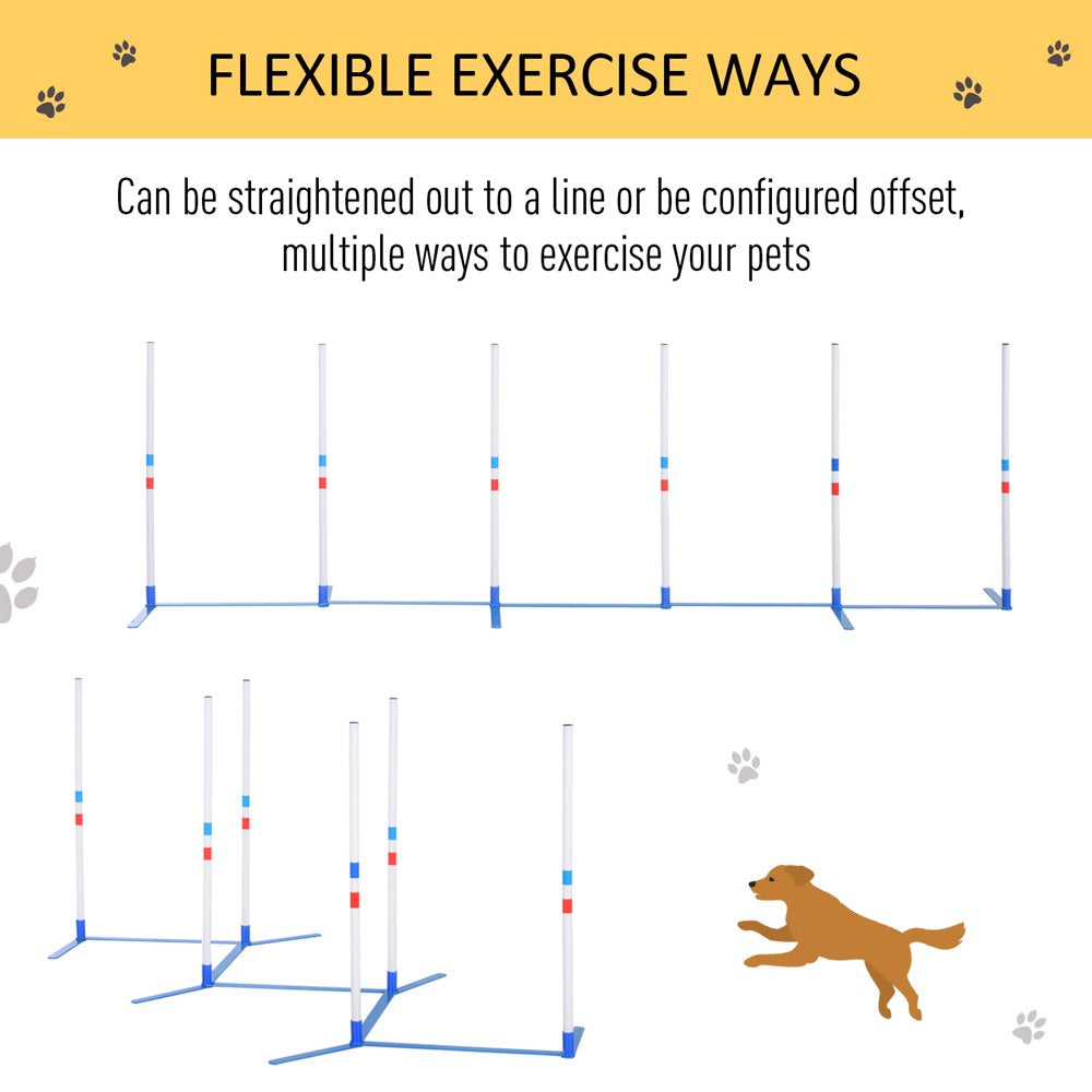 Pawhut Dog Weave Pole Set Agility Starter Kit Pet Outdoor Exercise Training Set Animals & Pet Supplies > Pet Supplies > Dog Supplies > Dog Treadmills Pawhut   