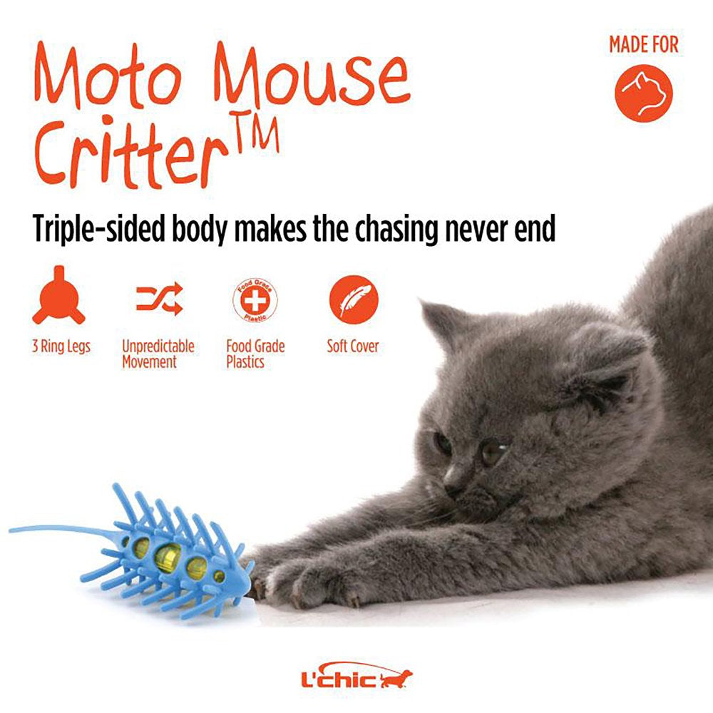 Moto Mouse Critter Cat Toy in Blue/Yellow Color Animals & Pet Supplies > Pet Supplies > Cat Supplies > Cat Toys L'chic   