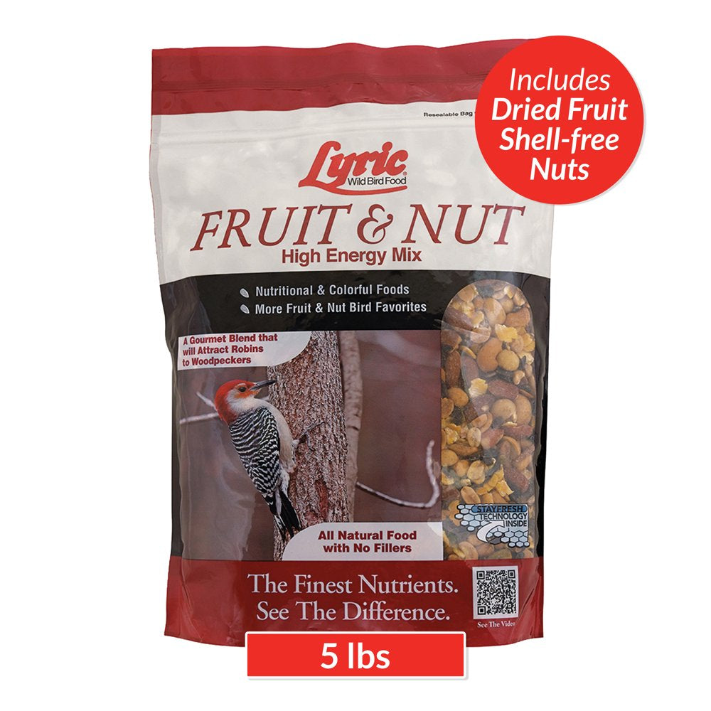 Lyric Fruit and Nut Wild Bird Seed, High Energy Wild Bird Food Mix, 5