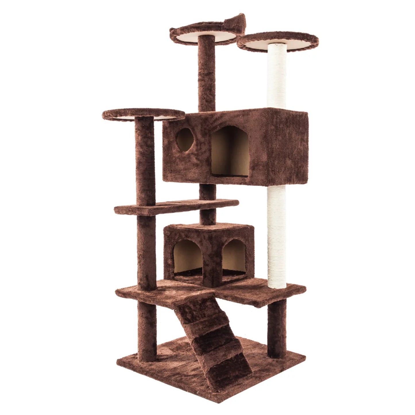 Leafy Paddy 52 Inches Cat Tree,Large Cat Tower,Multi-Level Cat Tree Stand House Furniture Kittens Activity Tower with Scratching Posts Kitty Pet Play House Brown Animals & Pet Supplies > Pet Supplies > Cat Supplies > Cat Furniture Leafy Paddy 52" Brown 