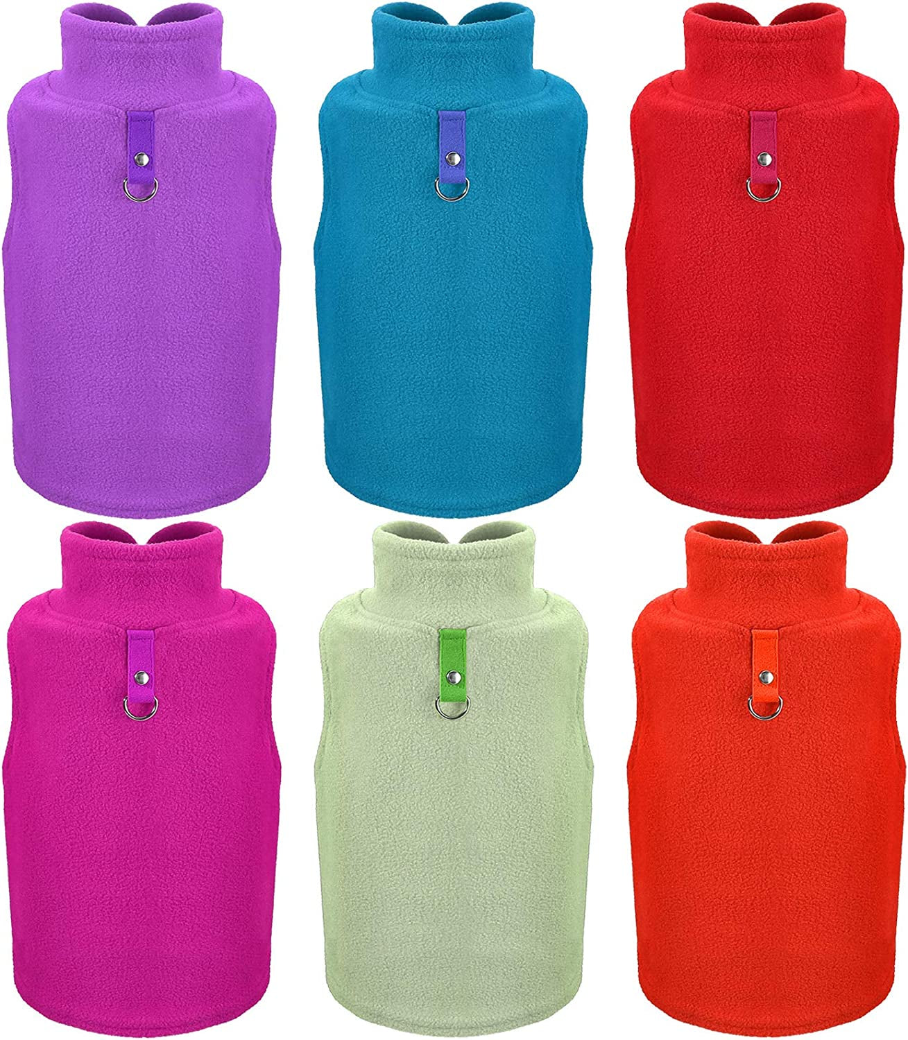 6 Pieces Dog Fleece Vest Dog Pullover Warm Dog Jacket Cold Weather Pet Sweater with Leash Ring Cozy Dog Clothes for Small Cats Dogs (Dark Colors, Small) Animals & Pet Supplies > Pet Supplies > Dog Supplies > Dog Apparel Weewooday Bright Colors X-Large 