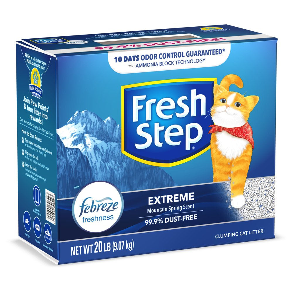 Fresh Step Extreme Scented Litter with the Power of Febreze, Clumping Cat Litter - Mountain Spring, 20 Pounds Animals & Pet Supplies > Pet Supplies > Cat Supplies > Cat Litter The Clorox Company   