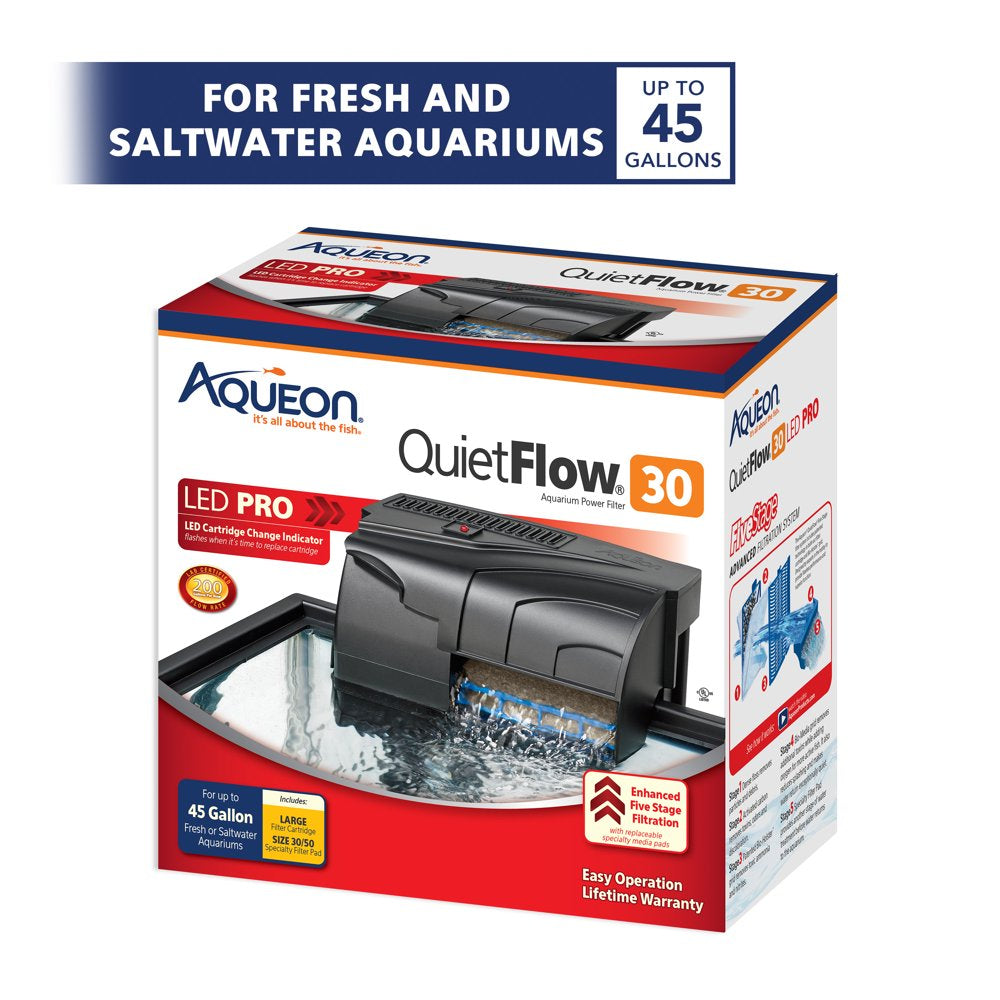 Aqueon Quietflow LED PRO Aquarium Power Filter, Size 30 Animals & Pet Supplies > Pet Supplies > Fish Supplies > Aquarium Filters Central Garden and Pet   