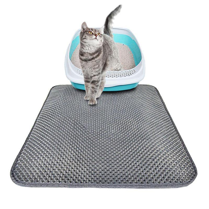 Cat Litter Mat, Double Layer Honeycomb Waterproof Urineproof Washable Litter Trapping Mat for Litter Boxes Easy Clean Animals & Pet Supplies > Pet Supplies > Cat Supplies > Cat Litter Box Mats Popvcly Gray  