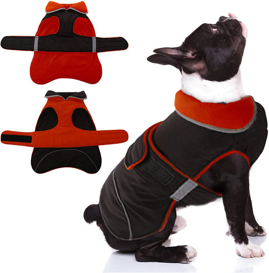 DENTERUN Winter Warm Dog Jacket Reflective Reversible Windproof Cozy Cold Weather Puppy Coat Water Repellent Vest Thick Fleece Apparel with Harness/Leash Hole for Outdoor Small Medium Large Dogs Animals & Pet Supplies > Pet Supplies > Dog Supplies > Dog Apparel DENTRUN Red Medium 