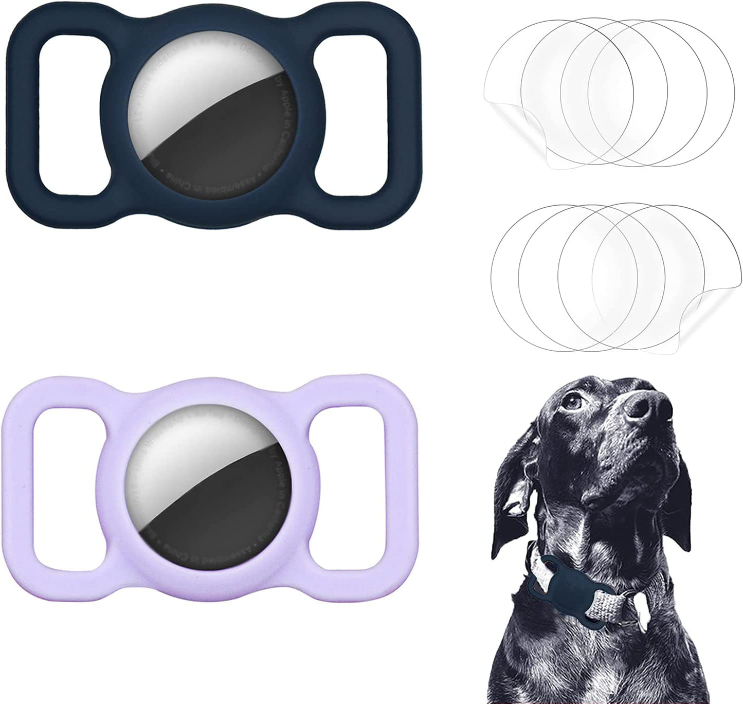 Neotrixqi Airtag Dog Collar Holder, Airtag Holder Accessories for Apple Airtags Tracker with 4 Pack HD Protective Film, Silicone Air Tag Case for Air Tags Pet Collar Loop Necklace Backpack Bag Electronics > GPS Accessories > GPS Cases NeotrixQI Blue+Purple  