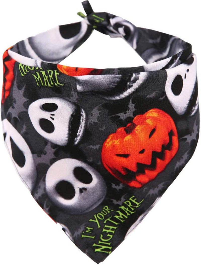 KZHAREEN Halloween Dog Bandana Reversible Triangle Bibs Scarf Accessories for Dogs Cats Pets Small Animals & Pet Supplies > Pet Supplies > Dog Supplies > Dog Apparel KZHAREEN Skull Small 