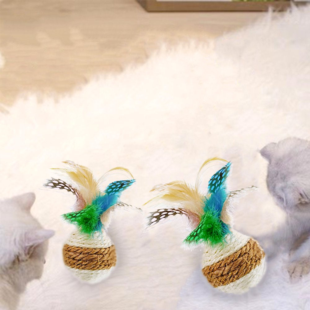 Feelers Cat Toy Tumbler, Feather Cat Toy for Cat Kitten Indoor Exercise, Cat Interactive Ball Toys, Sisal, 1PCS Animals & Pet Supplies > Pet Supplies > Cat Supplies > Cat Toys Feelers   