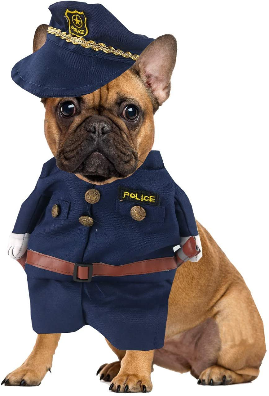 DIFOST Cat Dog Costume, Halloween Christmas Cosplay Party Funny Costume, Cat and Dog Clothes Stand up Dress, Cool Police Outfit with Hat for Cat Dog Animals & Pet Supplies > Pet Supplies > Cat Supplies > Cat Apparel Difost   