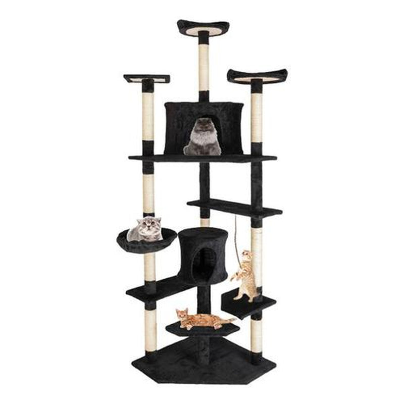 Leafy Paddy 52 Inches Cat Tree,Large Cat Tower,Multi-Level Cat Tree Stand House Furniture Kittens Activity Tower with Scratching Posts Kitty Pet Play House Brown Animals & Pet Supplies > Pet Supplies > Cat Supplies > Cat Furniture Leafy Paddy 80" Black 