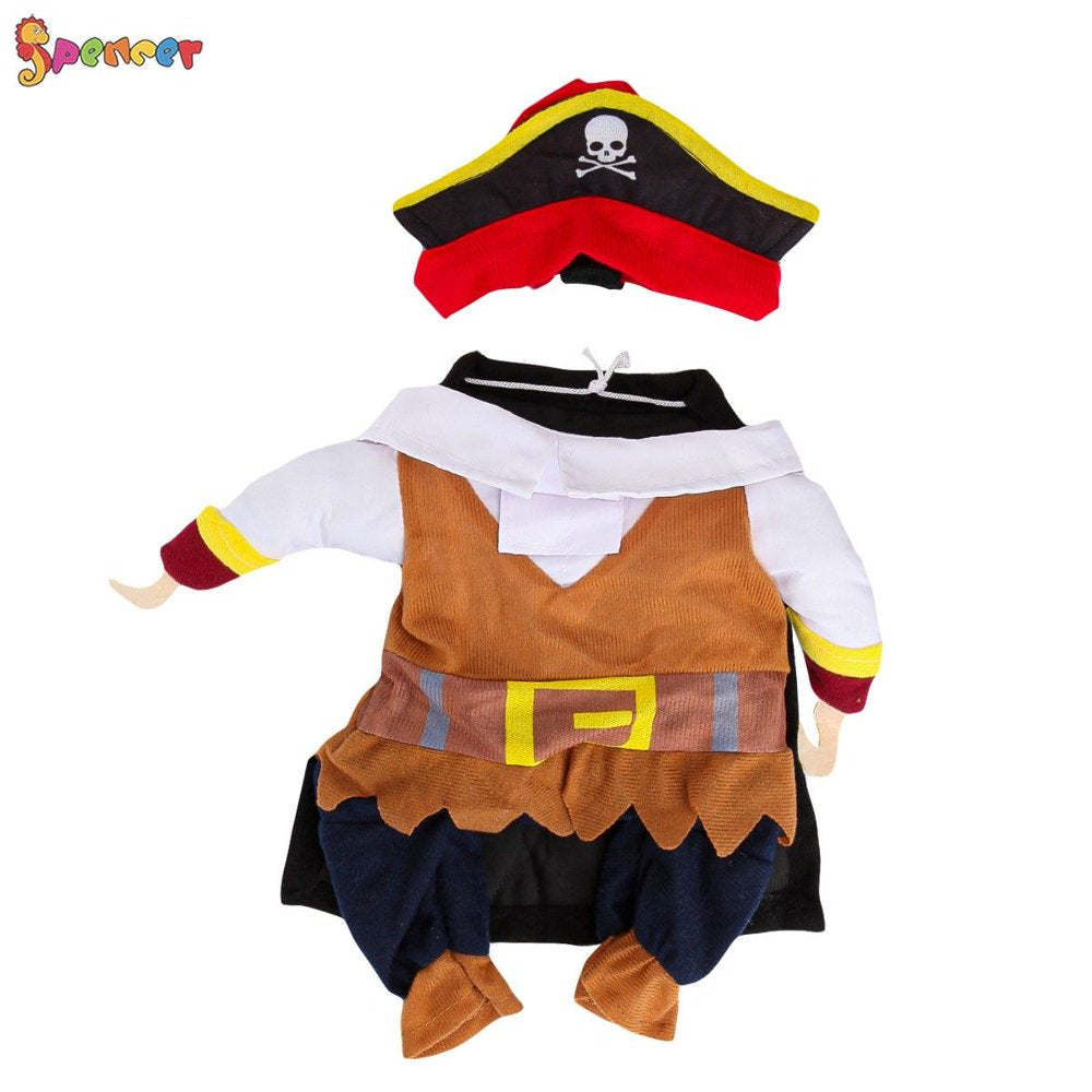 Spencer Funny Pirate Dog Cat Halloween Costume Outfit Pet Clothes Corsair Dressing up Party Apparel Jumpsuit plus Hat for Small Medium Large Dogs Cats "Size XL" Animals & Pet Supplies > Pet Supplies > Cat Supplies > Cat Apparel Spencer   