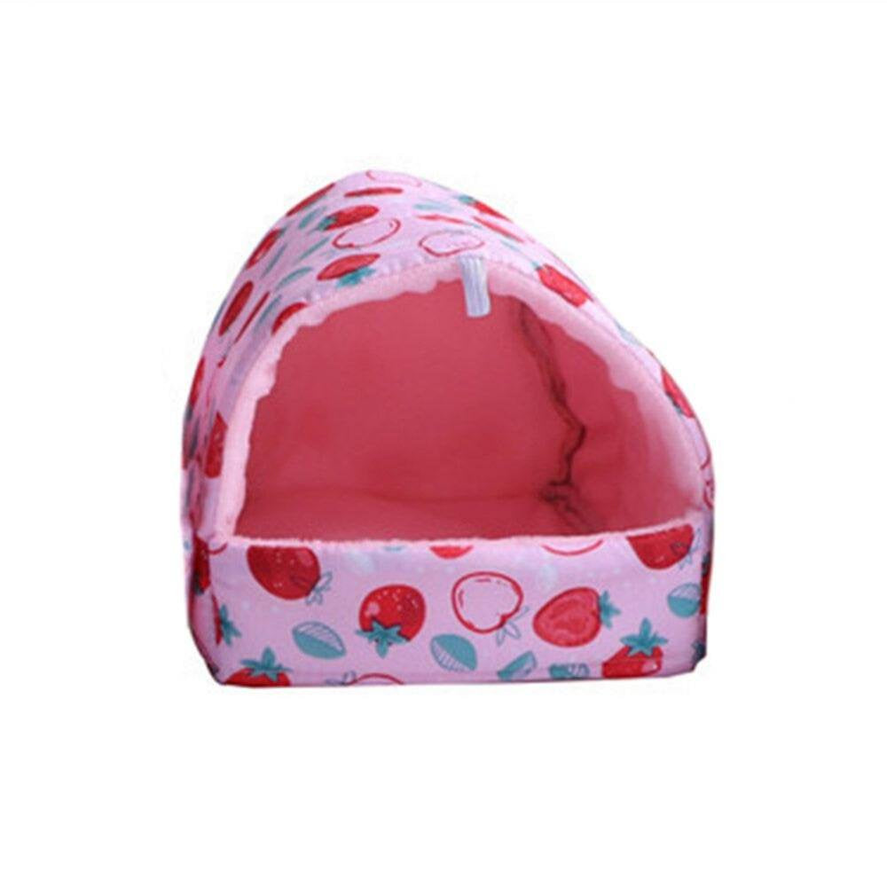 Elaydool Hamster House Guinea Pig Nest Small Animal Sleeping Bed Winter Warm Soft Cotton Mat for Rodent Rat Small Pet Accessories Animals & Pet Supplies > Pet Supplies > Small Animal Supplies > Small Animal Bedding Elaydool 18x18cm Pink 