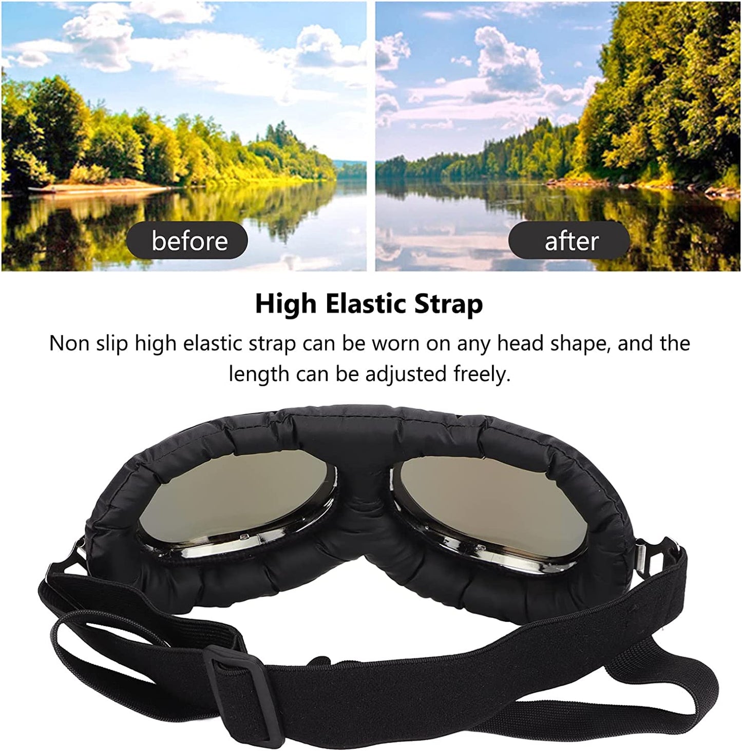 Dog Goggles Dog Eye Protection Sunglasses Adjustable Elastic Straps Pet Glasses with Folding Frame and Elastic Strap for Medium Large Dog(Five Colors) Animals & Pet Supplies > Pet Supplies > Dog Supplies > Dog Apparel Hyuduo   