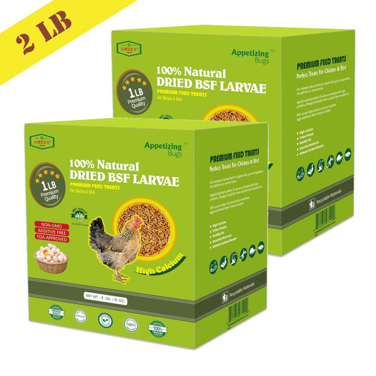 Amzey 2 Pack 1 Lb Dried Black Soldier Fly Larvae, Superior to Dried Mealworms Chicken Feed, 2 Lbs Total  Amzey 2 lbs  