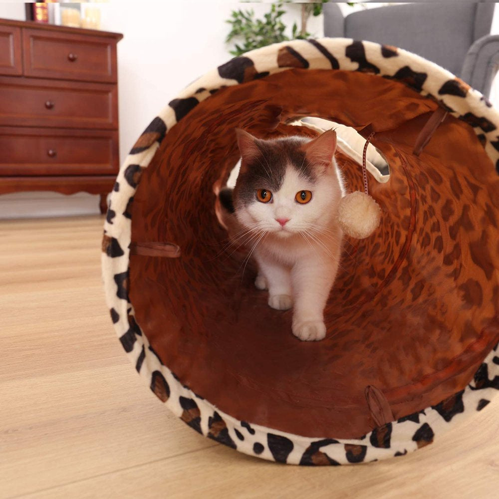 Carkira Cat Tunnel Toy Foldable Leopard Tunnel Pet Toy with Funny Cat Ball Animals & Pet Supplies > Pet Supplies > Cat Supplies > Cat Toys Carkira   