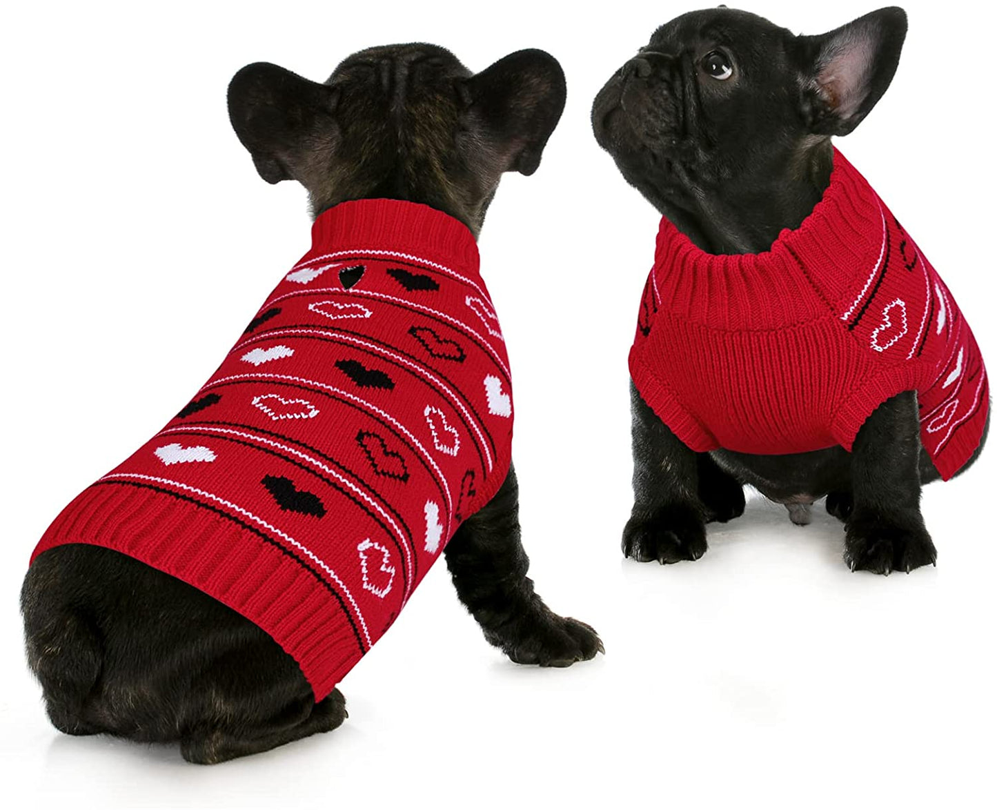 Queenmore Valentine Dog Sweater,Small Dog Sweater for Tiny Dogs,Teacups,Frenchies,Chihuahuas,Yorkies,Turtleneck Girl Dogs Red Knit Sweaters Red,Xs Animals & Pet Supplies > Pet Supplies > Dog Supplies > Dog Apparel Queenmore   