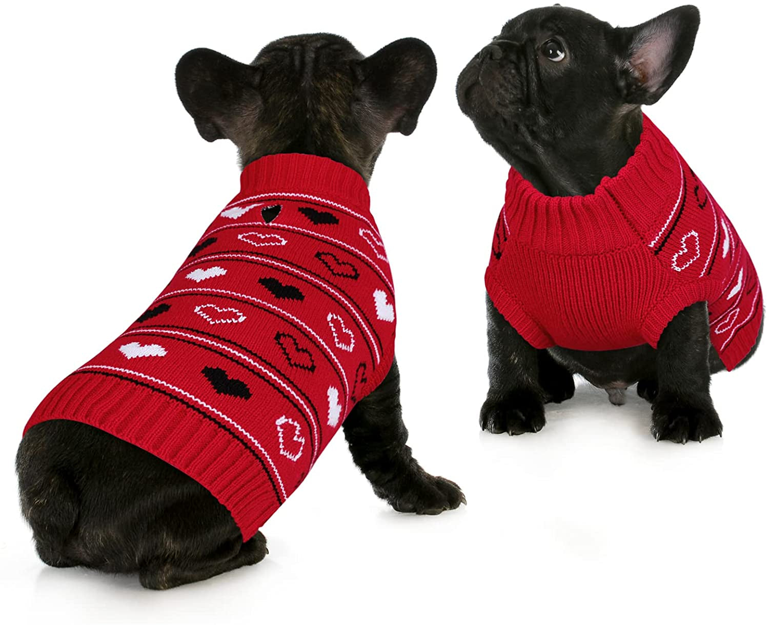 Queenmore Valentine Dog Sweater,Small Dog Sweater for Tiny Dogs,Teacups,Frenchies,Chihuahuas,Yorkies,Turtleneck Girl Dogs Red Knit Sweaters Red,Xs Animals & Pet Supplies > Pet Supplies > Dog Supplies > Dog Apparel Queenmore   