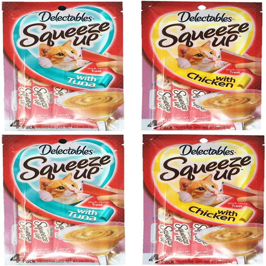 Delectables Hartz Squeeze up Cat Treats Variety 4 Pouch Bundle of 2 Flavors; 2 Pouches of Each Flavor (2.0 Oz Each) (Chicken, Tuna) Animals & Pet Supplies > Pet Supplies > Cat Supplies > Cat Treats Delectables   