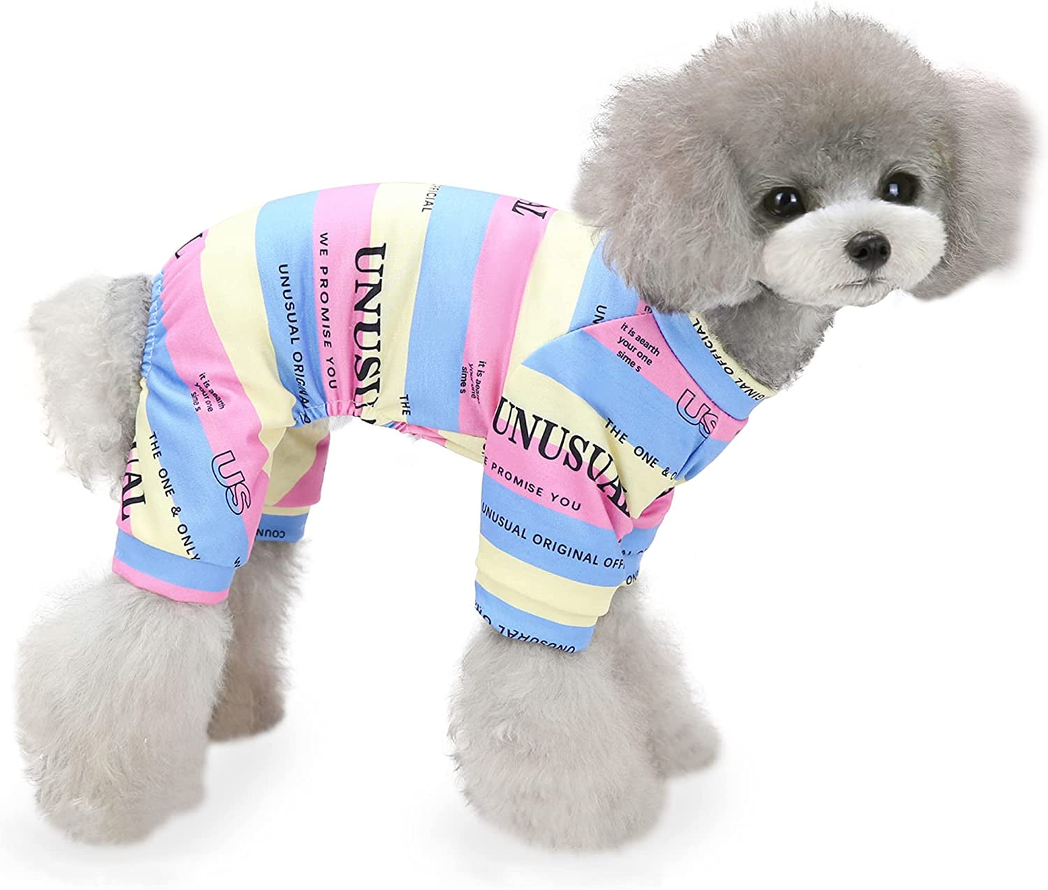 YAODHAOD Soft Dog Pajamas Cotton Striped Pup Jumpsuit Lightweight Turtleneck Thermal Pet Clothes Stretchable Pjs Dog Pajamas Onesie (Blue, X-Large) Animals & Pet Supplies > Pet Supplies > Dog Supplies > Dog Apparel YAODHAOD Pink XX-Large 