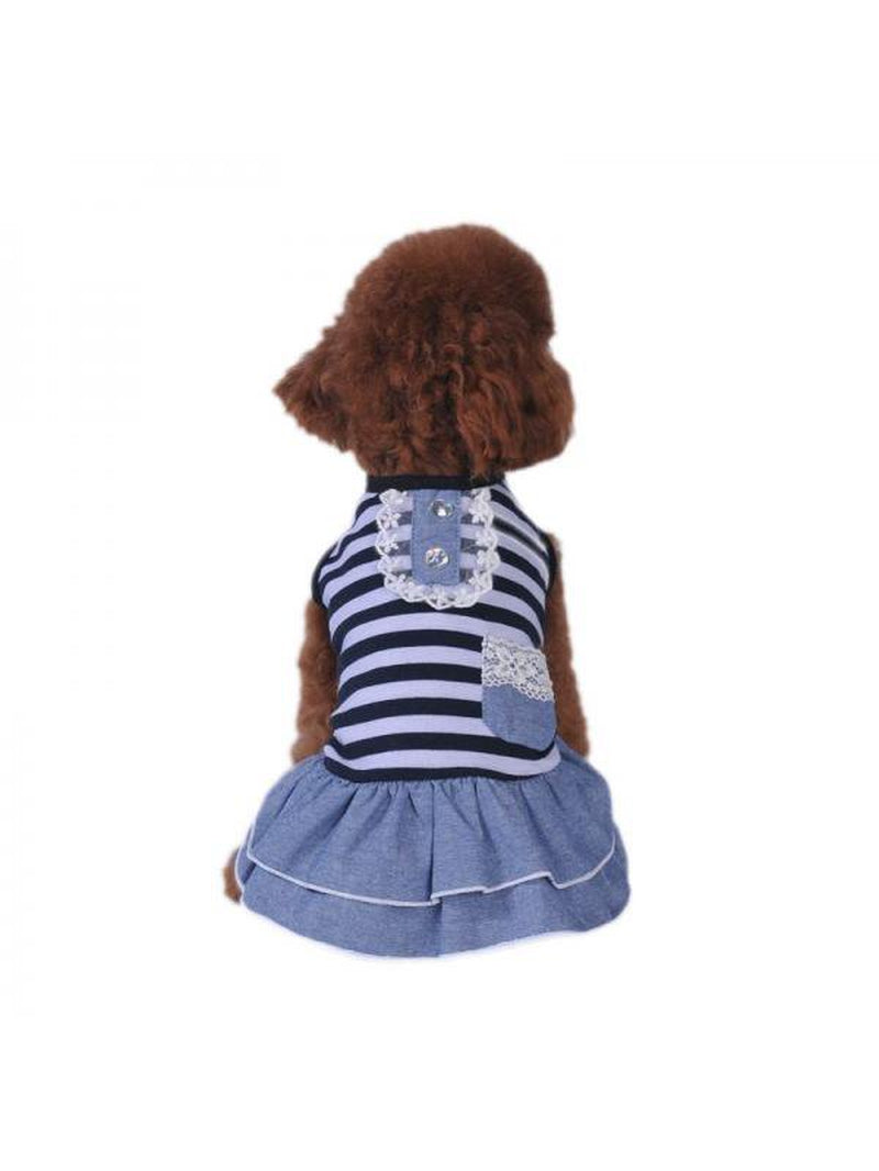 Dragonus Cotton Striped Dog Dress Doggie Clothes Puppy Vest Dress Pet Cat Apparel Animals & Pet Supplies > Pet Supplies > Cat Supplies > Cat Apparel Dragonus   