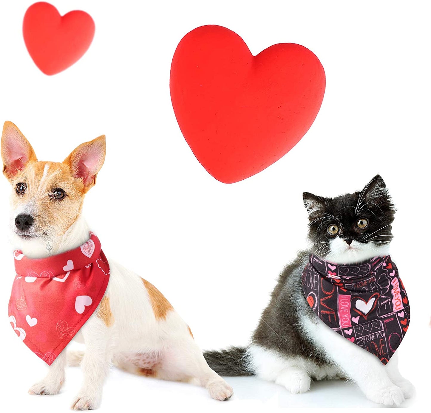 4 Pieces Valentine'S Day Dog Bandana Heart Dog Bandanas Washable Pet Neckerchief Square Dog Kerchief Dog Scarf Bibs for Dogs Cats Pets Festival Accessories Animals & Pet Supplies > Pet Supplies > Dog Supplies > Dog Apparel Syhood   