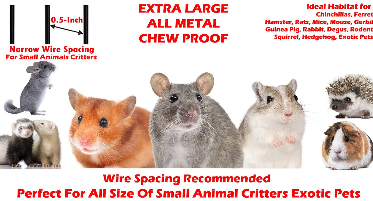 DOUBLE LARGE 3-Levels Small Animals Critters Habitat Center Divider Cage with Narrow 1/2-Inch Wire Spacing for Guinea Pig Ferret Chinchilla Sugar Glider Rats Mice Hamster Hedgehog Gerbil Animals & Pet Supplies > Pet Supplies > Small Animal Supplies > Small Animal Habitats & Cages Mcage   