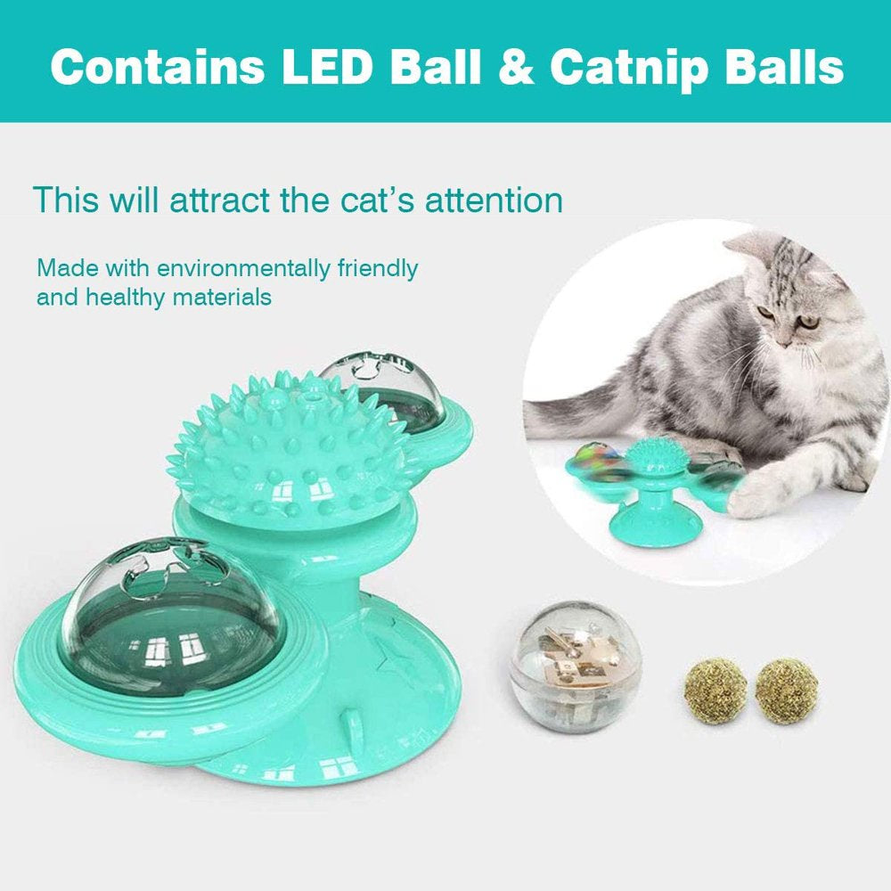 Catnip Toys Windmill Cat Toy, Cat Turntable Teasing Interactive Toy with Suction Cup and LED Ball, Portable Windmill Scratch Hair Brush Cat Toothbrush Oral Care Toy Animals & Pet Supplies > Pet Supplies > Cat Supplies > Cat Toys HUA TRADE   