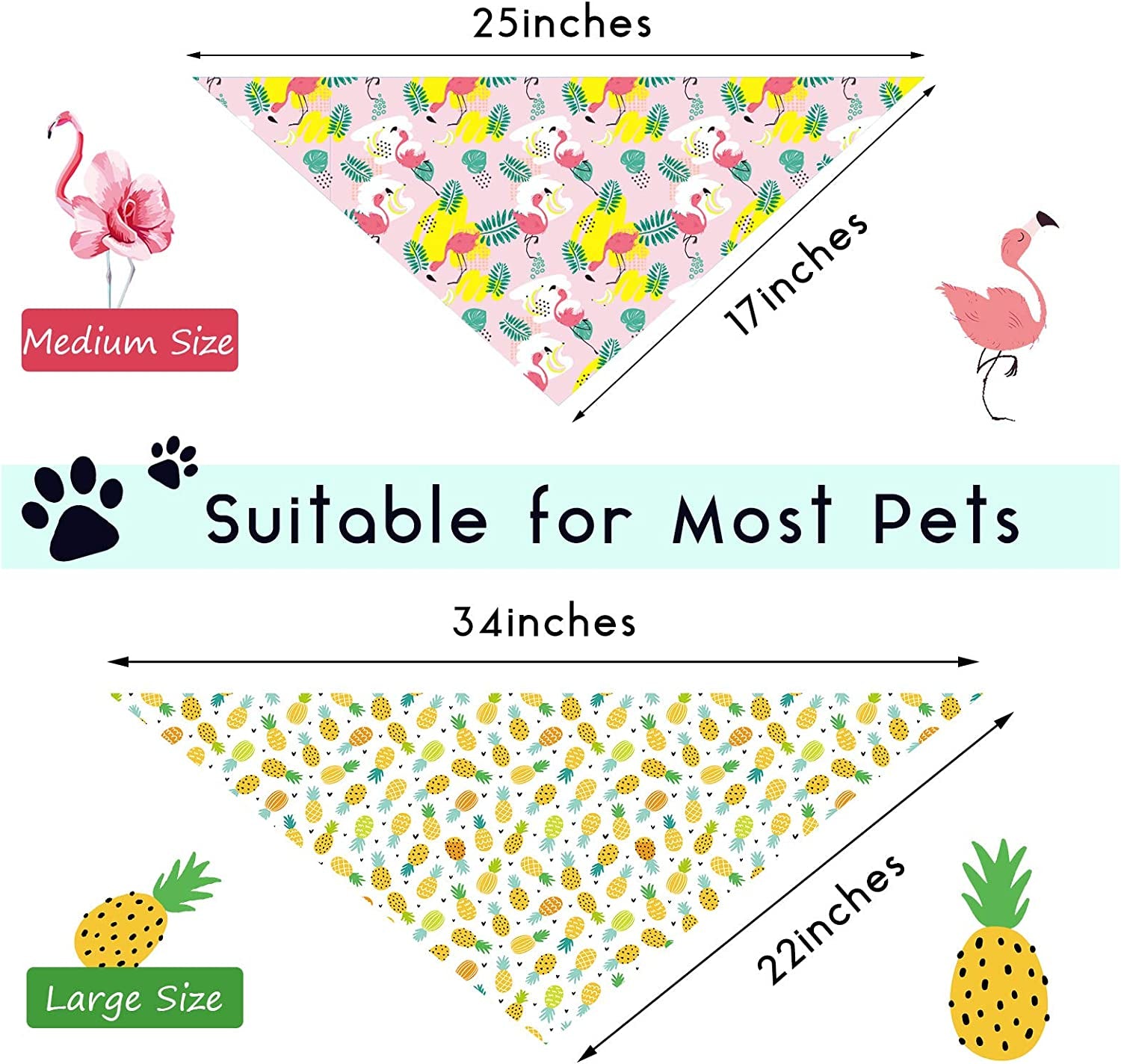 8 Pieces Pet Bandanas Dog Triangle Summer Bandana Hawaiian Dog Scarf Pet Triangle Bibs Adjustable Rainforest Fruit Flamingo Style Bandana for Small Large Dogs (L) Animals & Pet Supplies > Pet Supplies > Dog Supplies > Dog Apparel Frienda   