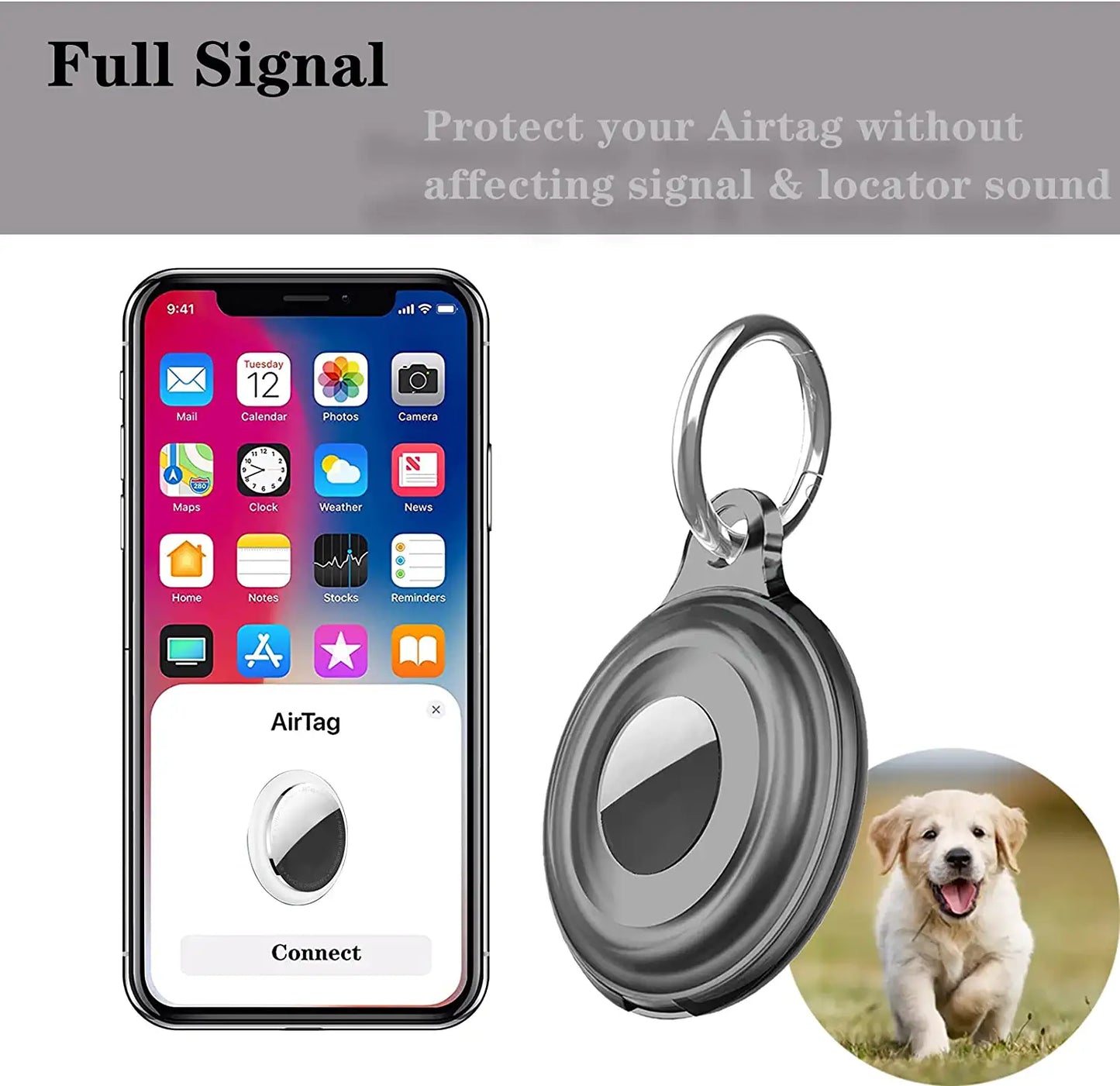 TEAMOLA Airtag Holder, 5Pcs Silicone Waterproof Full Body Protective Case Airtag Keychain Air Tag Case Holder for Kids, Dog, Pet, Backpack - Anti-Scratch - Shockproof - Anti-Loss Airtag Accessories