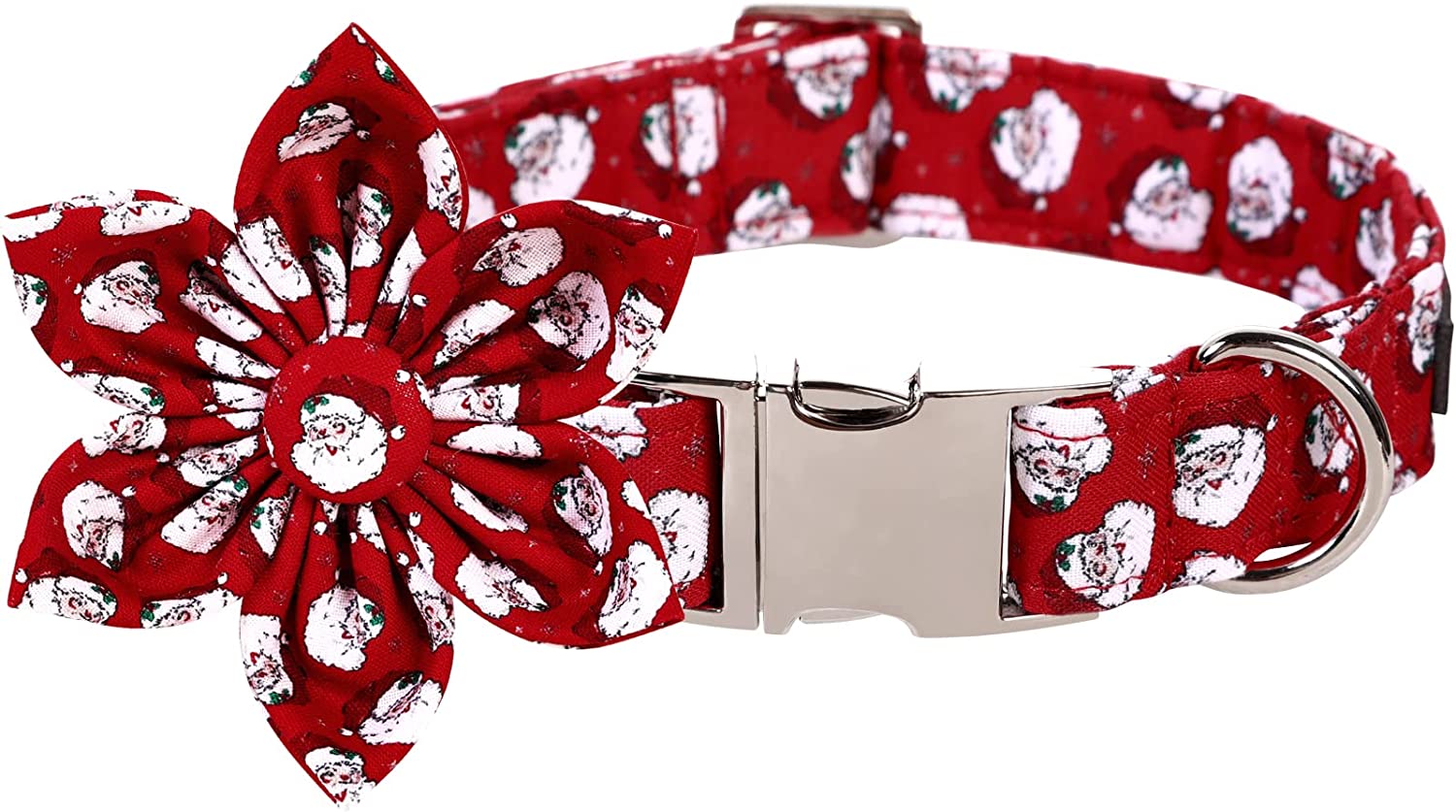 Lionet Paws Christmas Dog Collar with Bowtie, Dog Bowtie Collar with Metal Buckle for Dogs, Adjustable Comfortable Dog Collar Girl Boy Gift Santa Claus, M, Neck 13.5-22 In Animals & Pet Supplies > Pet Supplies > Dog Supplies > Dog Apparel lionet paws Santa Claus(Flower) Large (Pack of 1) 