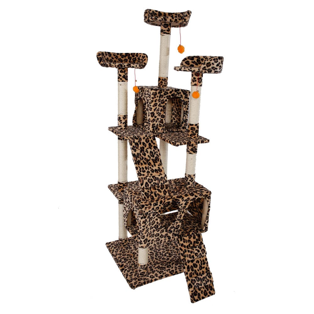 72" Leopard Print Cat Tree Tower with Condo for Large Cats Kittens Pet House Play Furniture Scratch Post Animals & Pet Supplies > Pet Supplies > Cat Supplies > Cat Furniture Pynsseu   