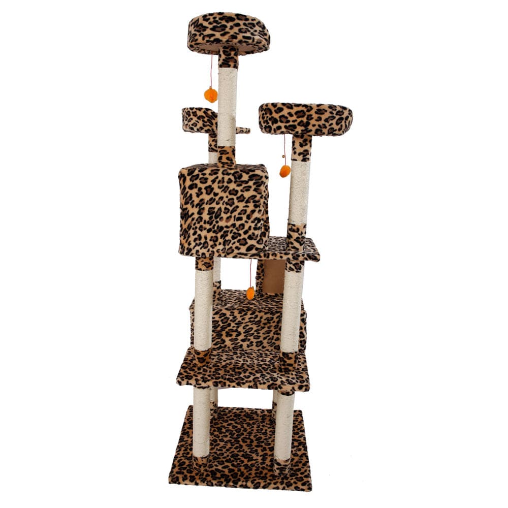 72" Leopard Print Cat Tree Tower with Condo for Large Cats Kittens Pet House Play Furniture Scratch Post Animals & Pet Supplies > Pet Supplies > Cat Supplies > Cat Furniture Pynsseu   