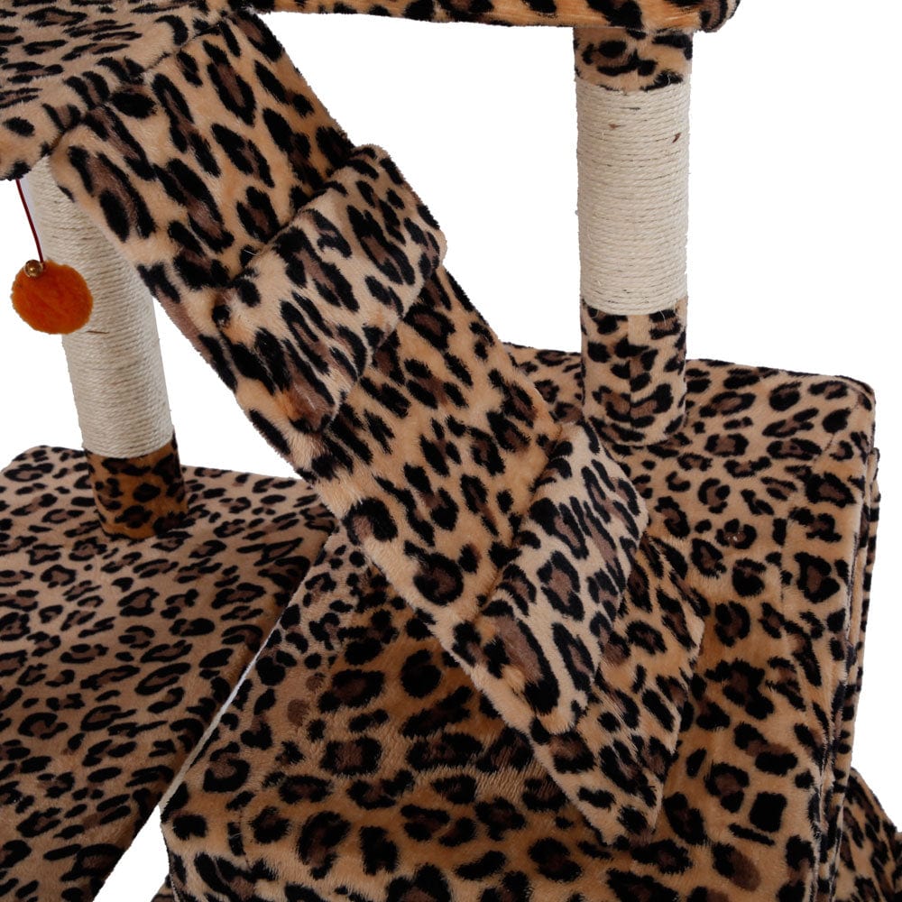 72" Leopard Print Cat Tree Tower with Condo for Large Cats Kittens Pet House Play Furniture Scratch Post Animals & Pet Supplies > Pet Supplies > Cat Supplies > Cat Furniture Pynsseu   